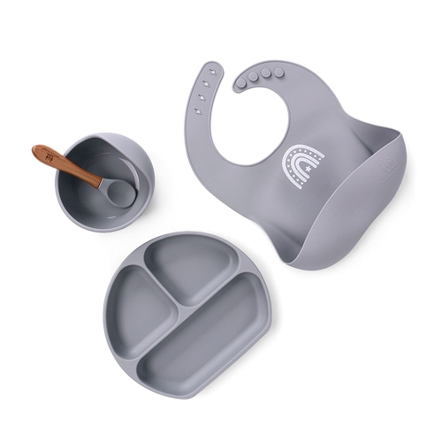 Silicone Baby Feeding Set with Suction-Training Bowl＆Spoon＆Plate＆Bib for Baby ＆ Children ＆ Toddlers-First Feeding, Baby Led Weaning, Baby Food Weaning