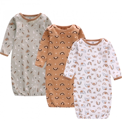 Miracle Baby® 3 Pack Infant Sleeper Gown Cotton Baby Nightgowns,Long Sleeve Sleep Sack for Newborn Boys Girls 0-6 Months